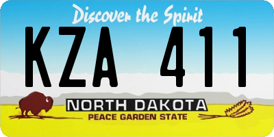 ND license plate KZA411