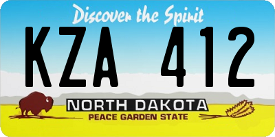 ND license plate KZA412