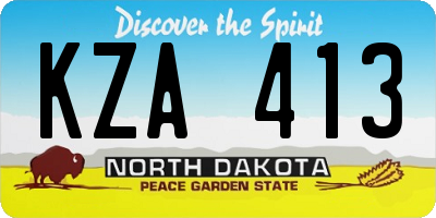 ND license plate KZA413