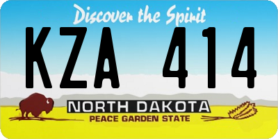 ND license plate KZA414