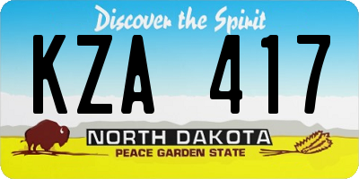 ND license plate KZA417