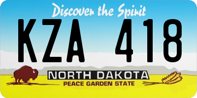 ND license plate KZA418