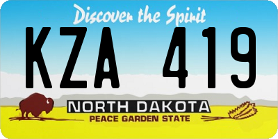 ND license plate KZA419