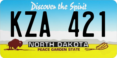 ND license plate KZA421