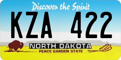 ND license plate KZA422
