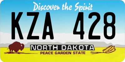 ND license plate KZA428