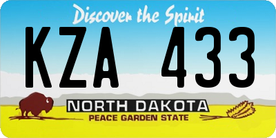 ND license plate KZA433