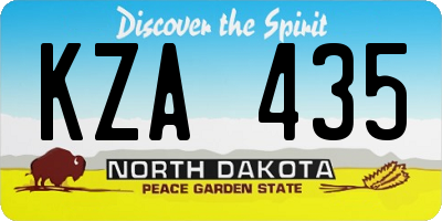 ND license plate KZA435