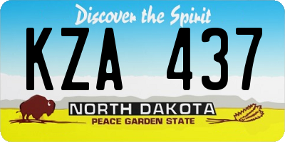 ND license plate KZA437