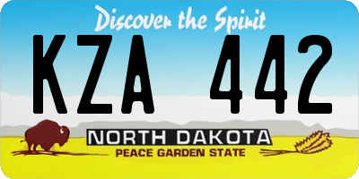 ND license plate KZA442