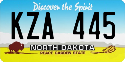 ND license plate KZA445