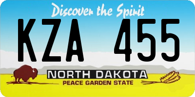 ND license plate KZA455