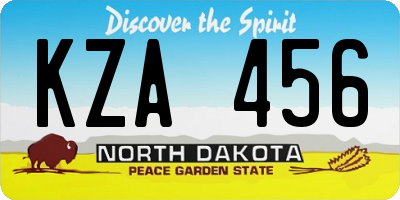 ND license plate KZA456