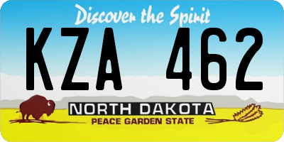 ND license plate KZA462