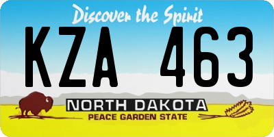 ND license plate KZA463
