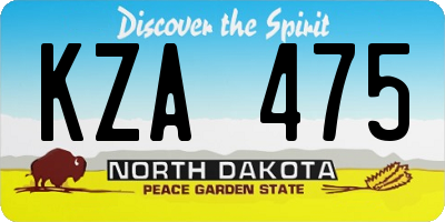 ND license plate KZA475
