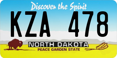 ND license plate KZA478