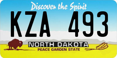 ND license plate KZA493