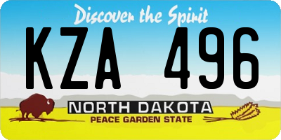 ND license plate KZA496