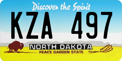 ND license plate KZA497