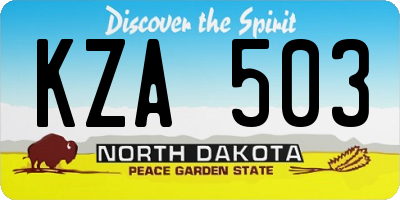 ND license plate KZA503