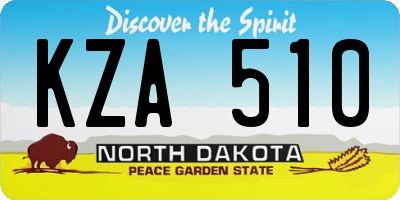 ND license plate KZA510