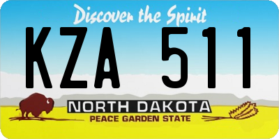 ND license plate KZA511