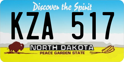 ND license plate KZA517