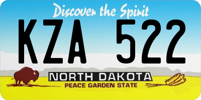 ND license plate KZA522