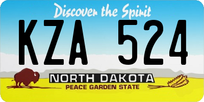 ND license plate KZA524