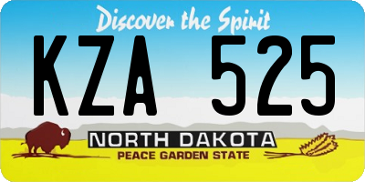 ND license plate KZA525