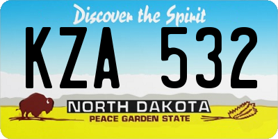 ND license plate KZA532