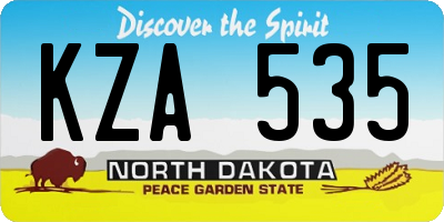ND license plate KZA535