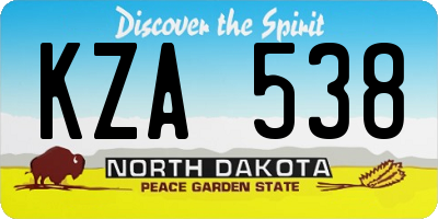ND license plate KZA538