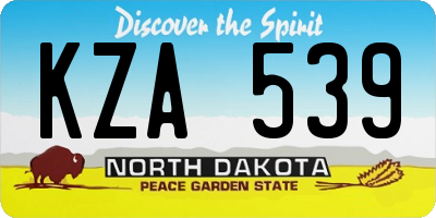 ND license plate KZA539