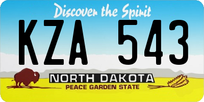 ND license plate KZA543