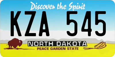 ND license plate KZA545