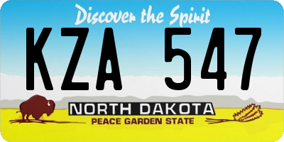 ND license plate KZA547