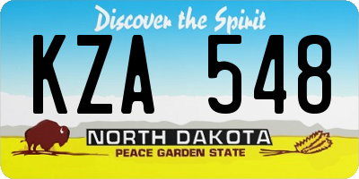 ND license plate KZA548
