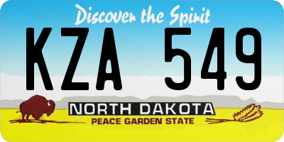 ND license plate KZA549