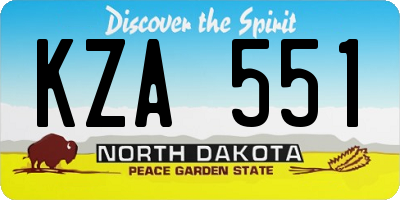 ND license plate KZA551