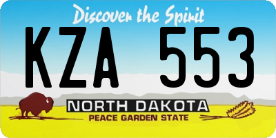 ND license plate KZA553