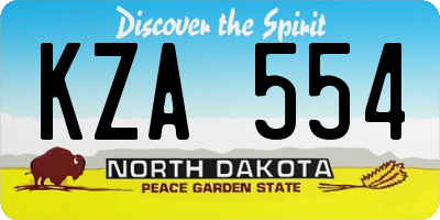 ND license plate KZA554