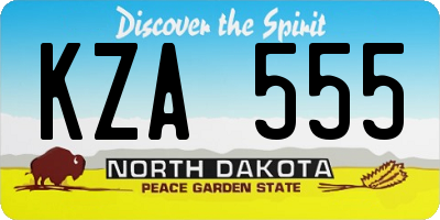 ND license plate KZA555