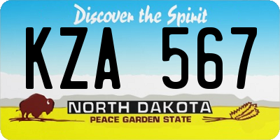 ND license plate KZA567