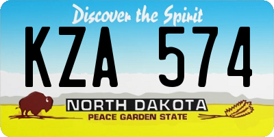 ND license plate KZA574