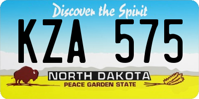 ND license plate KZA575