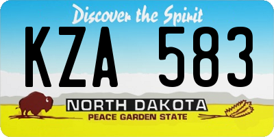 ND license plate KZA583