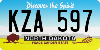 ND license plate KZA597