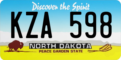ND license plate KZA598
